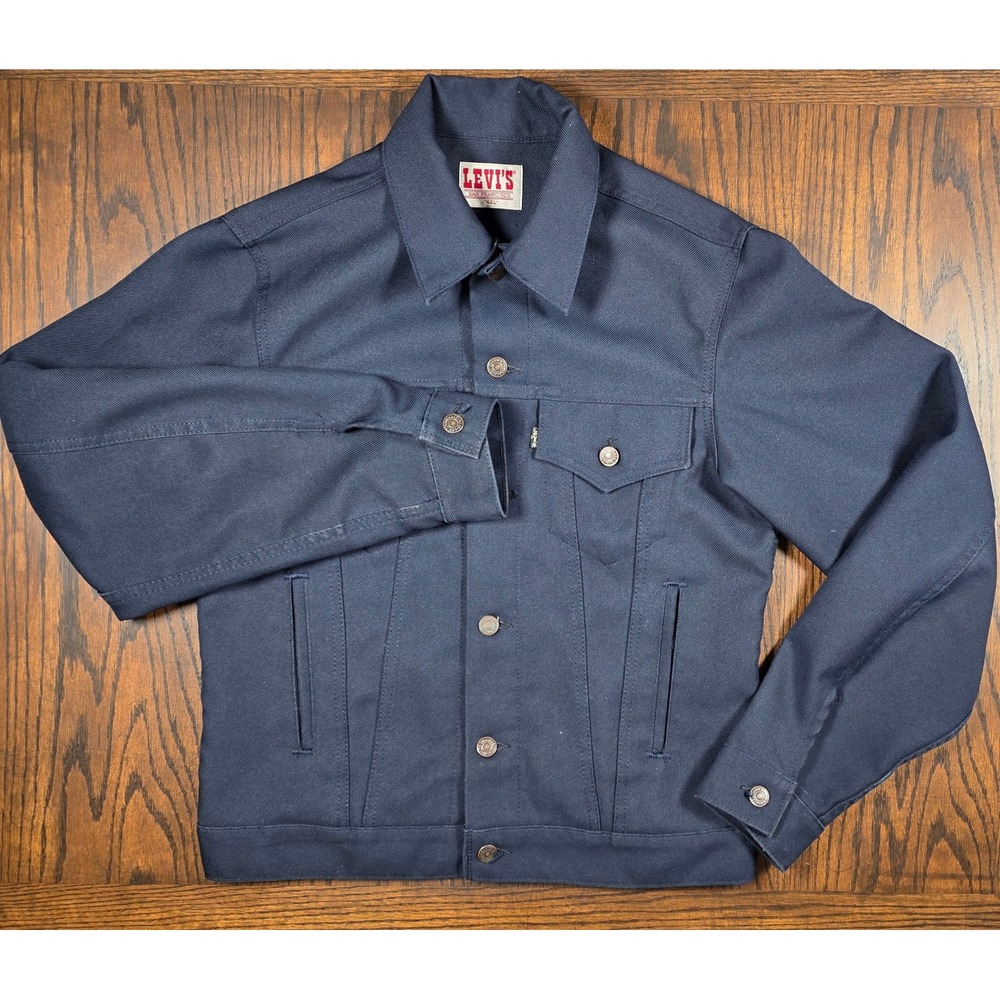 Vintage Levis Type III Trucker Jacket Navy Blue 71506-6117 42L Long Cut